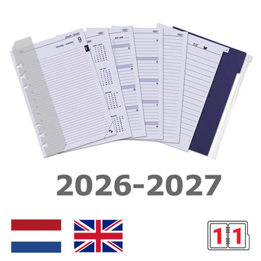 6301-26-27 210 x 144 mm A5 Planner Refills 1 day per page complete 2026 2027 NL EN